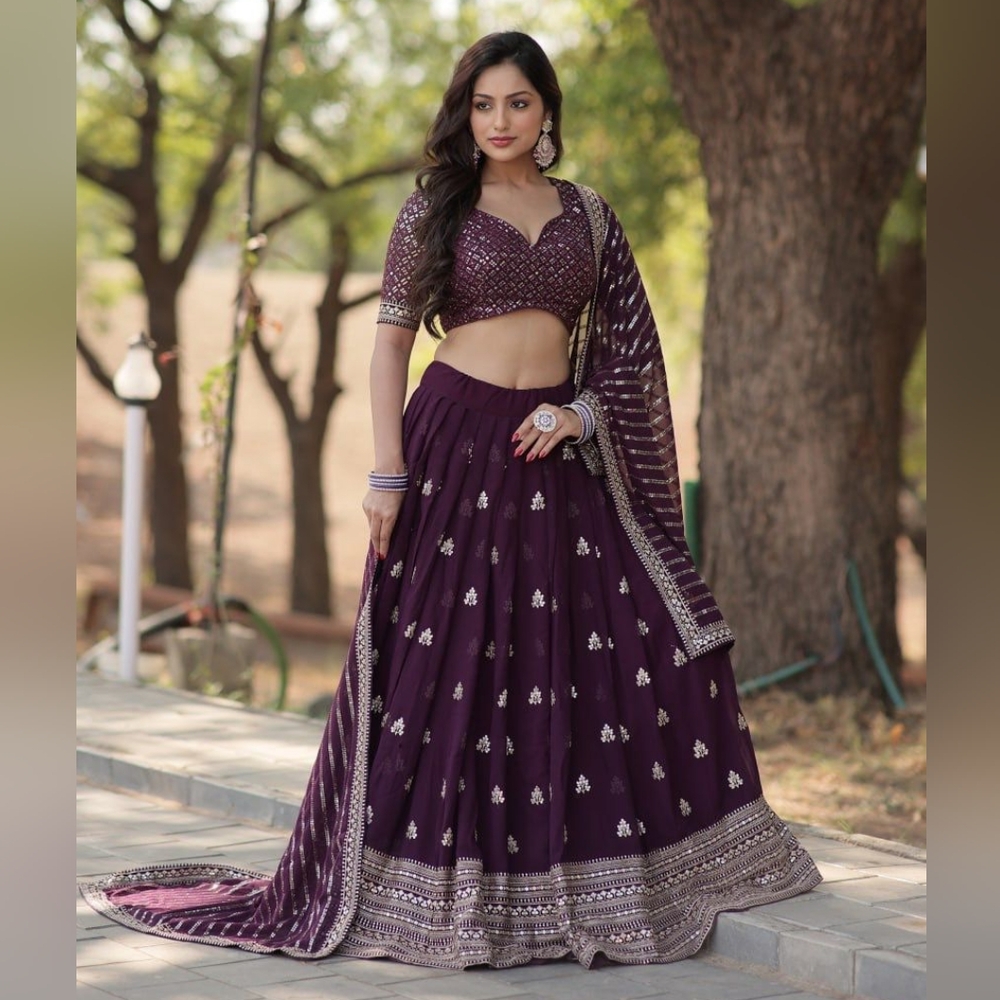 Indian Wedding Choli Dress Garba Lehenga Navratri Dress Purple Indian Diwali